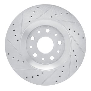 Jeep Gladiator Brake Rotor (1) - Front Right - R1 Concepts - Drilled & Slotted - Silver - `18-`25